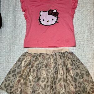 Hello Kitty Pink Top and Patterned Skirt